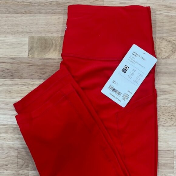 Athleta Pants - Interval Stash High Rise Capri Sleek PowerMove fabric, Red, M/T